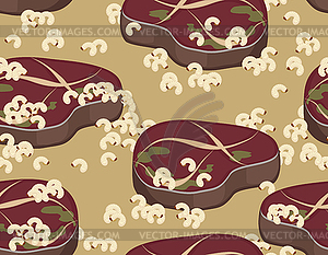 Rotten meat and worms pattern seamless. Meat and - vector clipart