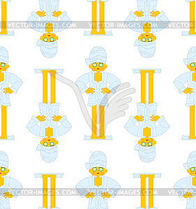 Woman in bathrobe and with towel on her head patter - vector image