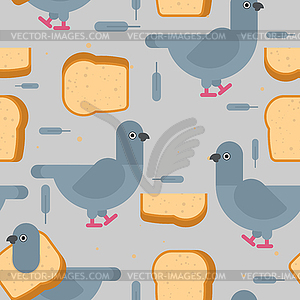 Dove and bread pattern seamless. Pigeon - vector image