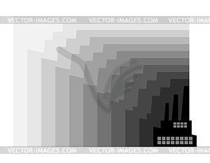 Factory and air pollution. Gray smoke around plant - vector EPS clipart