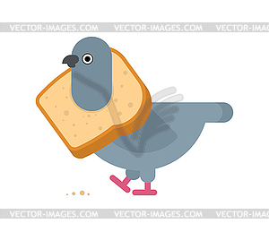 Pigeon on neck of bread - vector clipart