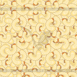 Maggot pattern seamless. Beetle larva background. - vector image