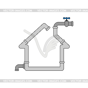 Water supply in house. Silhouette of home made of - vector clip art