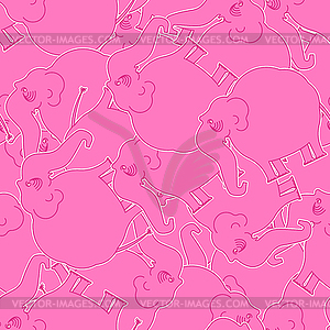 Pink elephant cartoon pattern seamless. animal - vector image