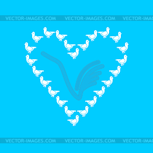 Word love made of white doves. pigeon symbol love - vector clipart