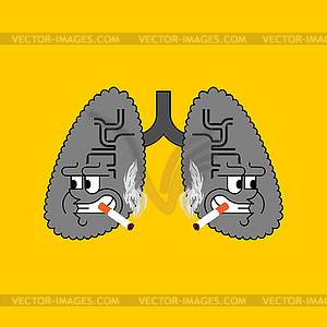 Lungs smoker. Sick internal organ. Respiratory - vector clipart