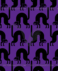 Black angry cat pattern seamless. Attacker pet - vector clipart / vector image