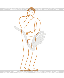 Cough guy . Man coughing.   - vector clipart