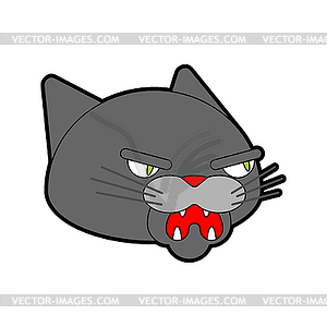 vector illustration of the face of a cartoon cat with an angry