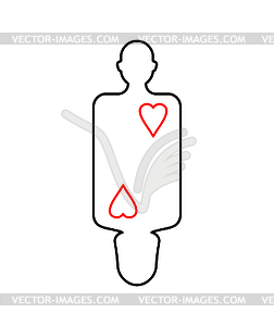 Love symbol. Couple man and woman heart sign - royalty-free vector clipart