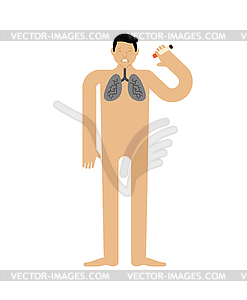 Lungs smoker human anatomy. Respiratory disease. - vector clip art