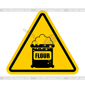 Attention flour. Caution fiber. Yellow triangle roa - vector clipart