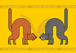 Angry cat. Attacker pet. Home Animal bully - vector clipart / vector image