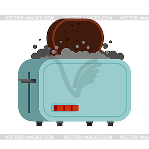 Toaster and burnt bread. Spoiled breakfast. Flat - vector clipart