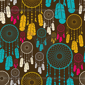 Dreamcatcher pattern seamless. Dream catcher - vector clipart