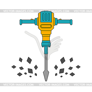 Jackhammer . Road worker tool - vector image