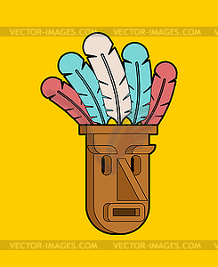 Mask totem . tribal idol god. Wooden mask with - vector clip art