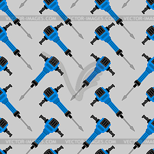 Jackhammer pattern seamless. Road worker tool - vector image