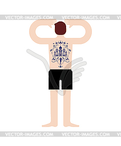 Russian prisoner with tattoo. Russia criminal guy - vector image