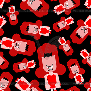 Angry little girl pattern seamless. Grumpy girlie - vector clip art