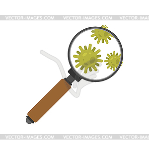 Magnifying glass and virus  - vector clipart
