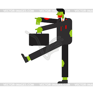 Zombie manager goes to work cartoon . illustratio - vector clip art