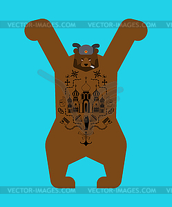 Russian Bear prison tattoo. Russia sign Prisoner - vector image