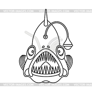 Deep sea fish. Angler  - vector image