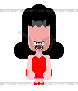Angry little girl cartoon . Grumpy girlie illustr - vector image
