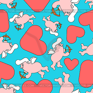 Cupid pattern seamless. Little angel cartoon - vector clipart