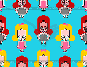 Good and evil little girl pattern seamless. girlie - vector image