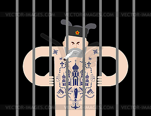 Russian prisoner with tattoo. Russia criminal guy - vector EPS clipart