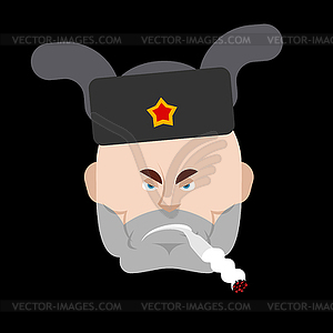 Bad russian man face. Angry guy in Russia - vector image