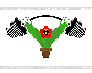 Strong Potted Flower. Powerful Flower in pot - vector clip art