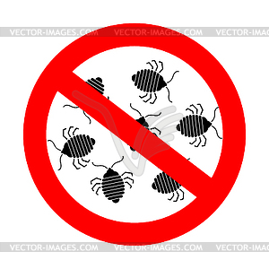 Stop bedbug. Red prohibition road sign. Ban Bed bug - vector image