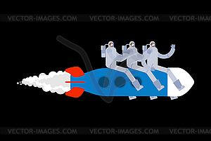 Russian space rocket. Astronaut on spaceship. - vector image