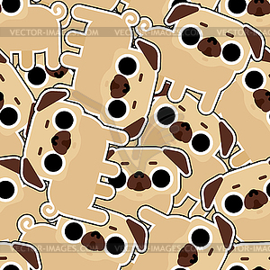 Cute Pug pattern seamless. nice dog background. - vector image