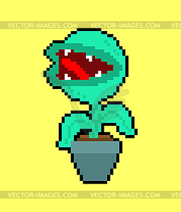 Flytrap pixel art. Цветочный хищник Плотоядный план - векторная иллюстрация