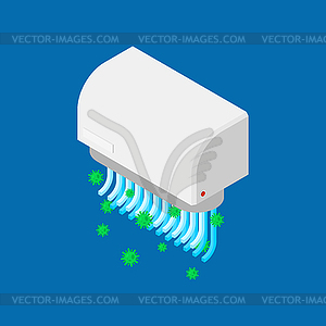 Hand dryer and microbe. hygiene bathroom and - vector image