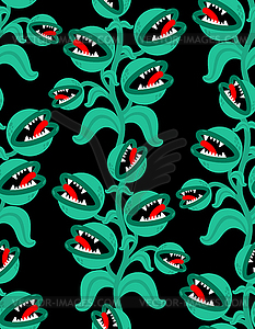 Flytrap monster plant pattern seamless. Flower - vector clipart