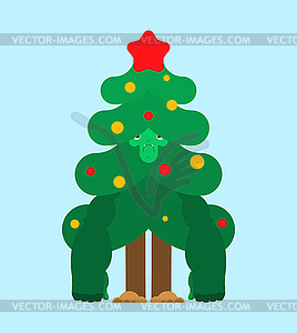 Christmas tree strong. Xmas and New Year. fir stupi - vector image