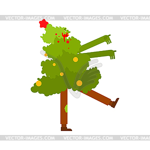Рождественская елка Зомби. Рождество и Новый Год - векторный клипарт / векторное изображение