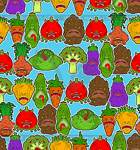 Vegetables monster pattern seamless. Vegetable GMO - stock vector clipart