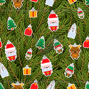 Christmas decorations Spruce branch background. - vector clipart