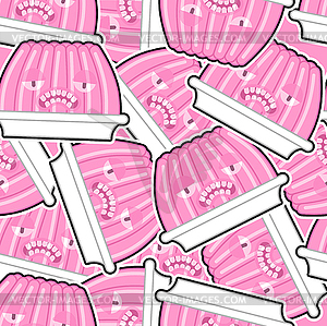 Jelly pudding monster pattern seamless. Angry - vector clip art