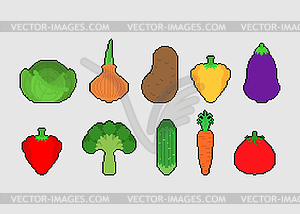 Овощи пиксель арт набор. 8 бит Овощной. - изображение в векторе