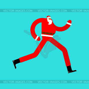 Santa Claus runs. Gift Delivery. Xmas and New Year - vector image