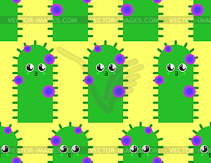 Кактус Симпатичные Каваи шаблон бесшовные. смешной пейот - изображение в векторе / векторный клипарт