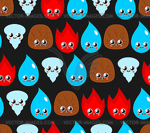Four natural elements pattern seamless. Cute - vector EPS clipart