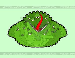 Сabbage monster GMO mutant. Angry Genetically  - vector image